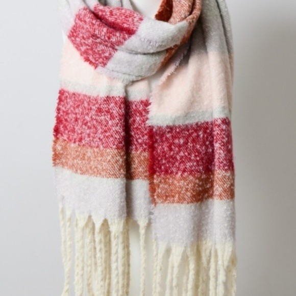 Multicolor Stripe Marled Scarf CRANBERRY - Picture 3 of 4